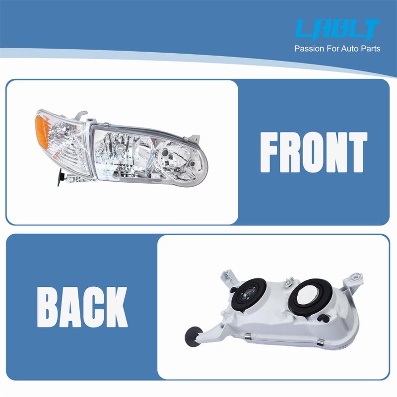 LABLT Headlights Headlamp w/Corner Signal Lamp Left+Right Replacement for 2001 2002 Corolla - Image 2